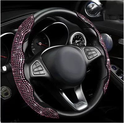Steering wheel cover Wheel Clip-On Cover, Fashionable and - pink-diamond-pack-of-2-38cm
