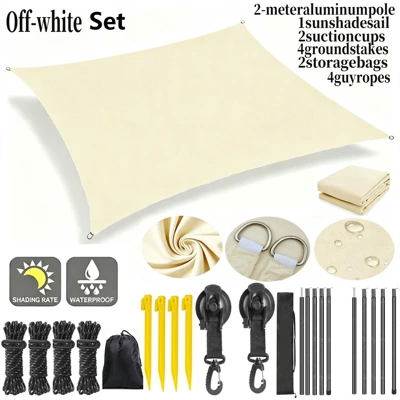 Avtomobil yan çətirləri — UV-Proof Canopy - off-white-suction-cup-support-rod-set-2x2m