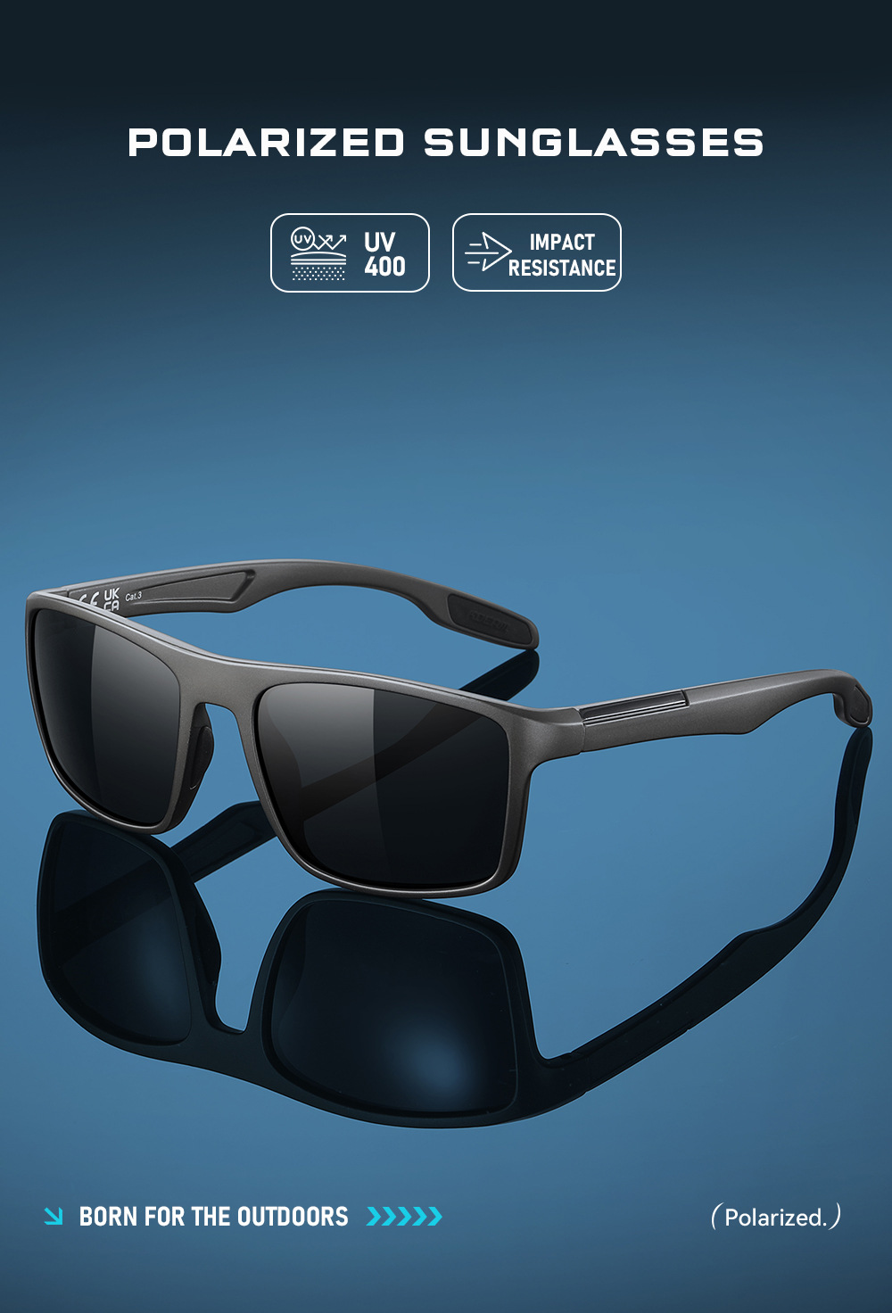 KDEAM Large Size Fashion Polarized Sunglasses Outdoor Casual Sunglasses Central Asia Eyewear Wholesale KD101-PLUS