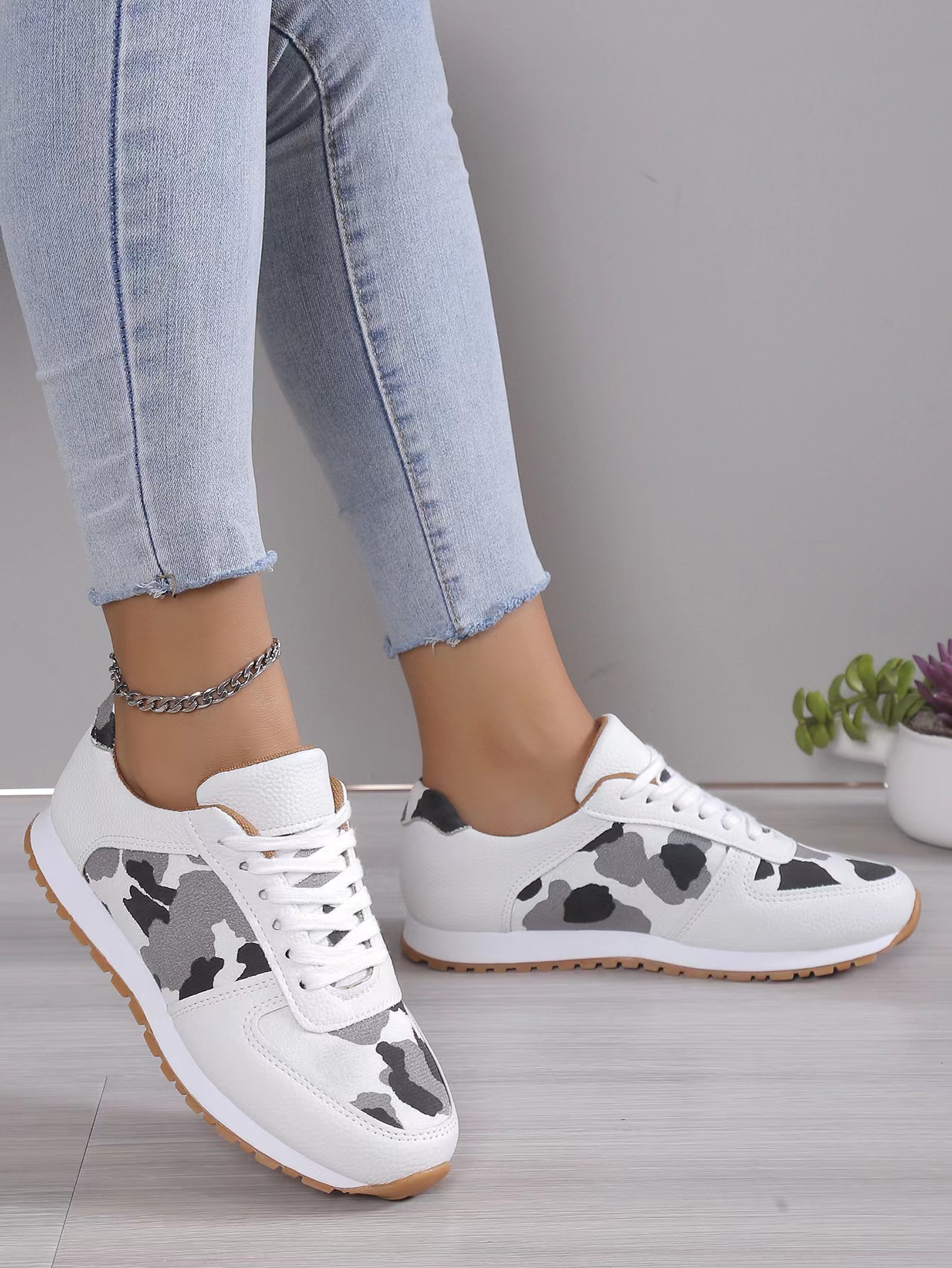 Damen Freizeitschuhe Mit Leopardenmuster Und Dicker Sohle_voghion.com