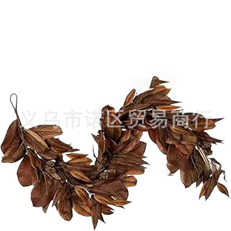 跨境热销Brown Magnolia Leaf Garland棕色木兰叶花环圣诞节花环|undefined