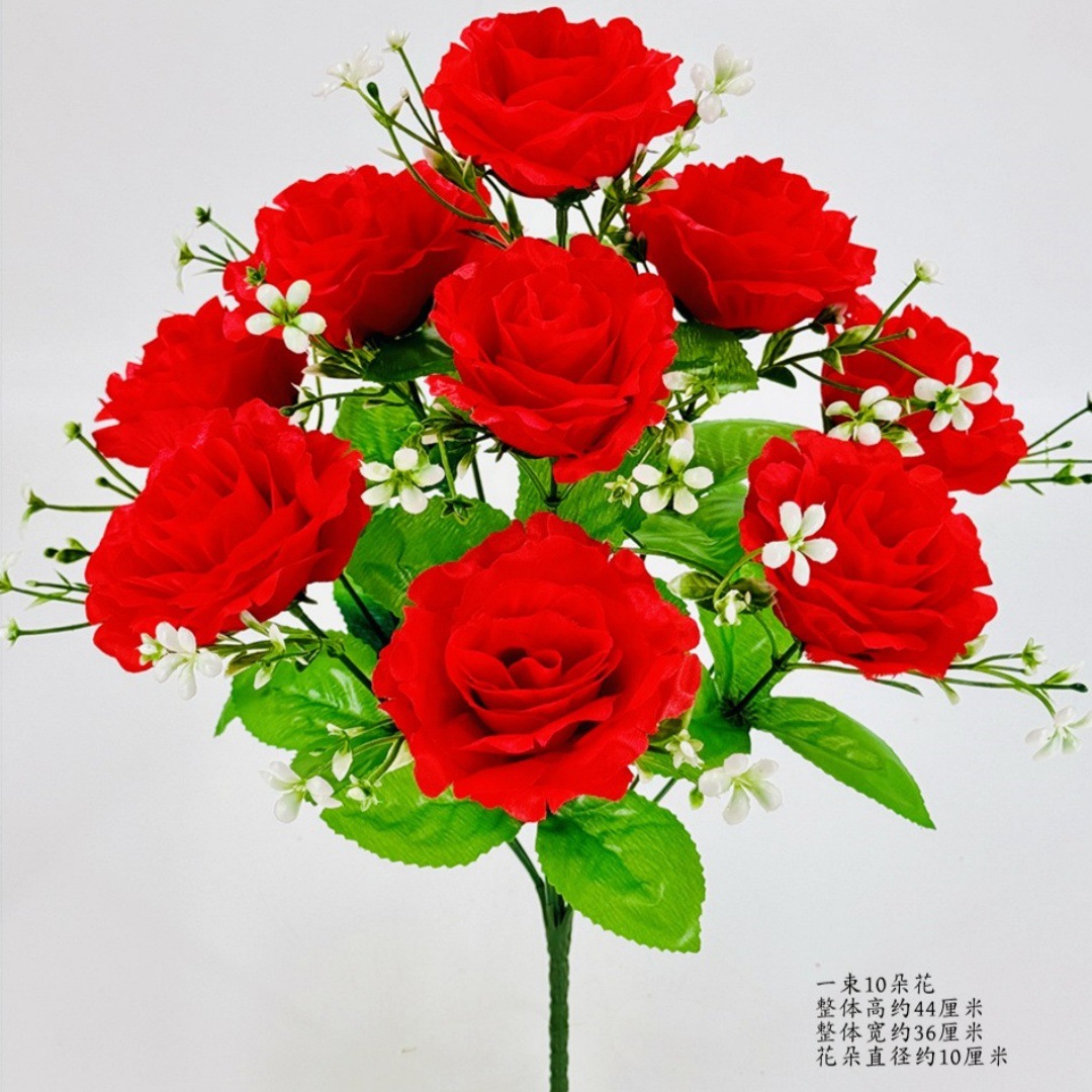 Flores de imitación de 10 flores de alto tallo princesa rosa tela de seda rosa decoración del hogar de alta calidad sala de estar mesa de comedor arreglos de flores