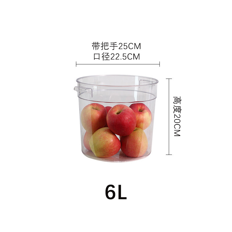 Espesado PC Cubo de almacenamiento de plástico transparente cocina redonda cuadrada sellada a prueba de humedad fresco-mantenimiento Cubo de almacenamiento con tapa para uso comercial
