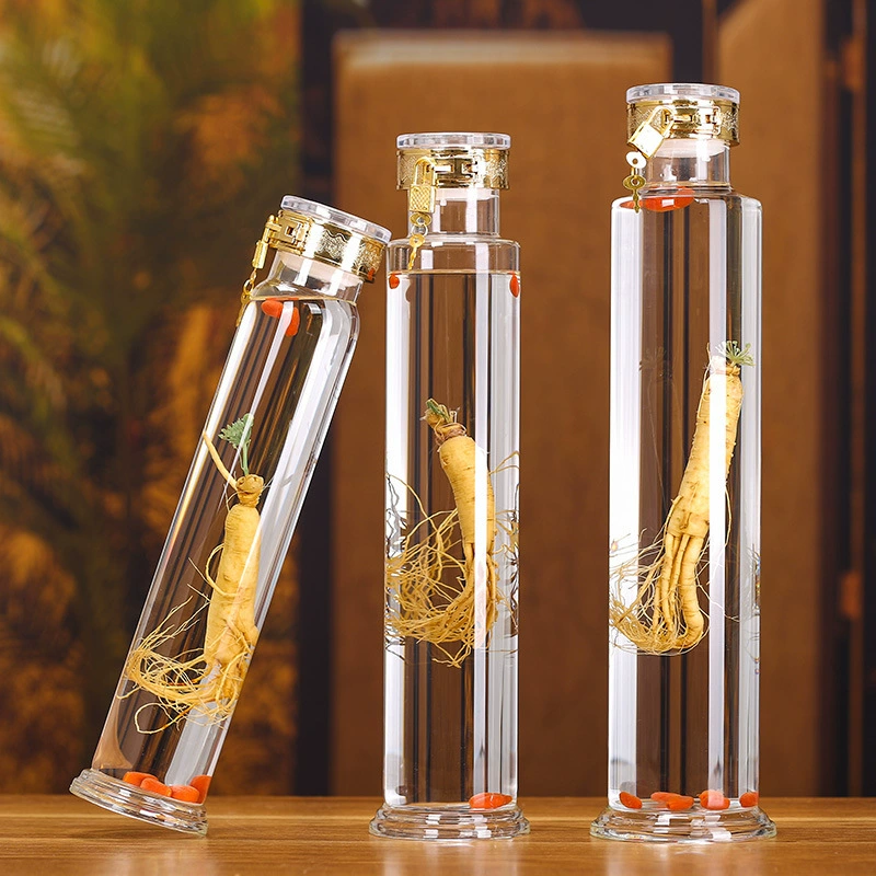 Толстая стеклянная бутылка для игристого вина Длинный женьшень специальная бутылка для вина Бытовая высококачественная резьба герметичный контейнер для хранения вина