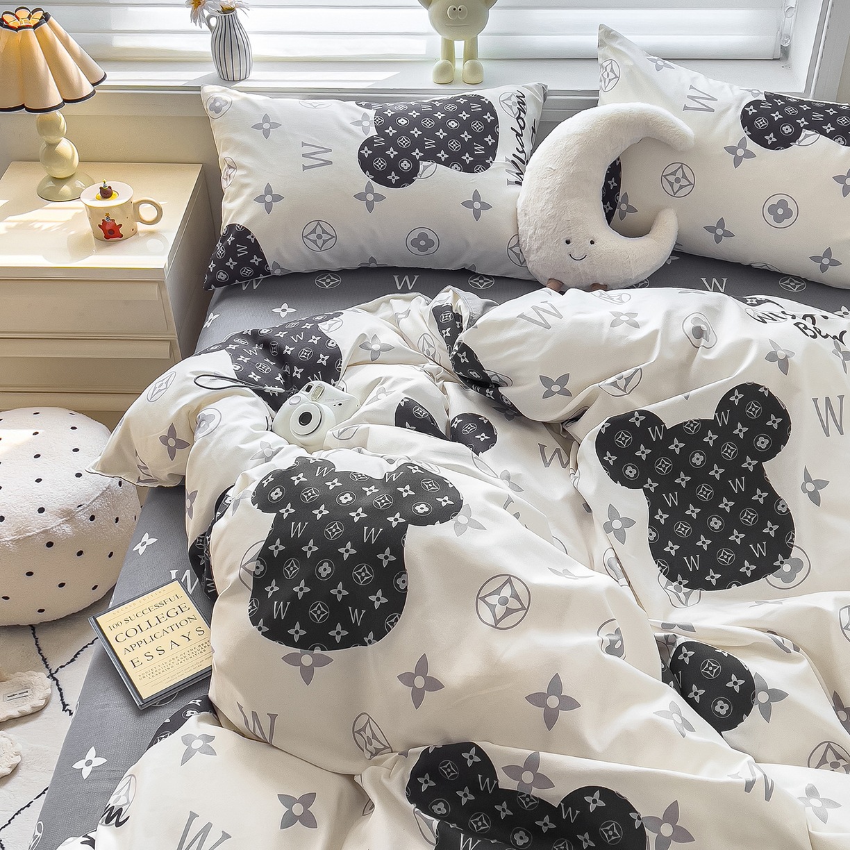 ins dormir desnudo cuatro piezas de sábanas de algodón imitación cubierta madre y bebé clase A dormitorio tres piezas de ropa de cama regalo