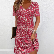 春季夏季秋季新款休闲百搭V领女装连衣裙女夏高级感跨境源头工厂