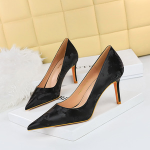 18249-A3 European and American Style Banquet Women's Shoes Sexy Slim Fit Slim Thin Heel High Heel Shallow Mouth Poi