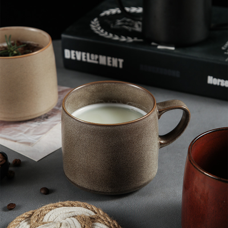 Cerámica transfronteriza Color sólido Taza de desayuno de alto valor Taza de agua Taza de café Taza vintage Horno esmaltado Estilo nórdico