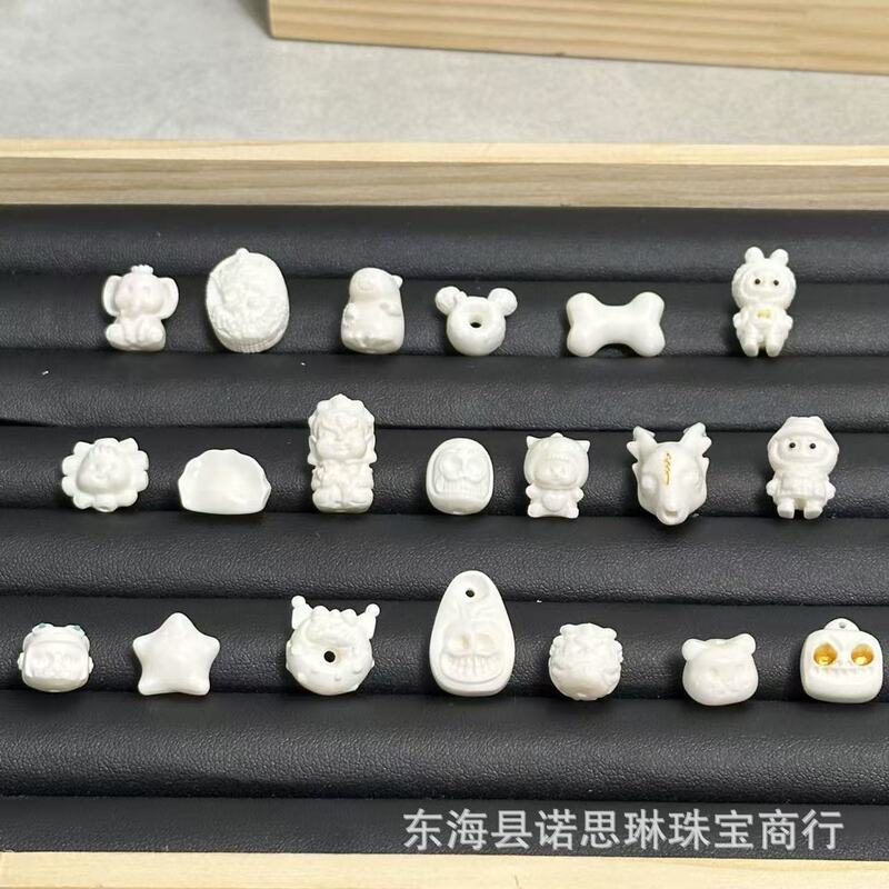 High Porcelain White Antler Root Carving Accessories A Dai Fu Ruyi Bone Back Cloud Handmade Scattered Beads Wen Play Accessories DIY