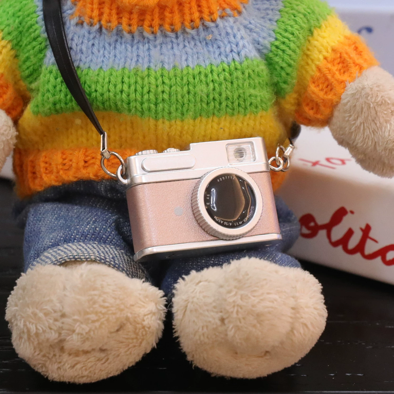 Cotton flashing doll, straps, retro small camera, keychain, makes sounds