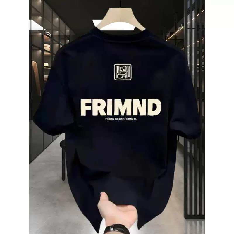 Модная стильная мужская футболка из чистого хлопка с коротким рукавом, летняя новинка 2025 года, свободный крой, брендовый трендовый топ с половиной рукава.