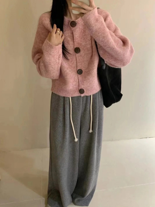 韩系慵懒风软糯薄外套女秋2025新款高级感宽松百搭大纽扣开衫上衣|undefined