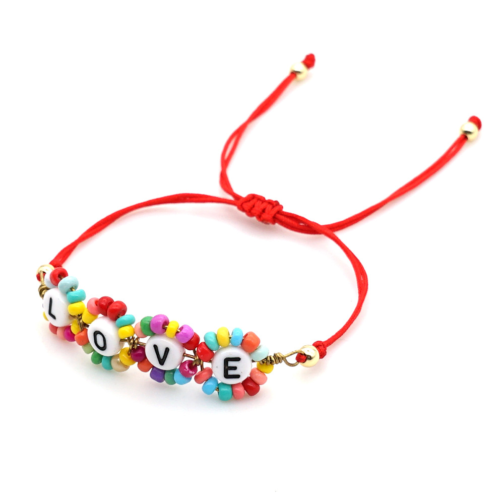 Fashion Bohemian Beaded Love Letter Bracelet display picture 5