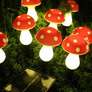 New Solar Mushroom Light String Outdoor Waterproof Courtyard Garden Flat Lantern Atmosphere Decorative Light Terrace