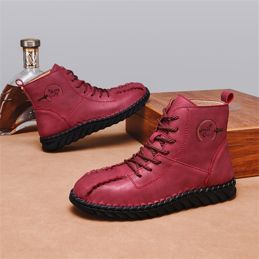 New Autumn And Winter High-top Martin For Women, Hand-sewn Leather Boots, Outdoor Non-slip Foreign Trade Women's Boots_vogvips.com