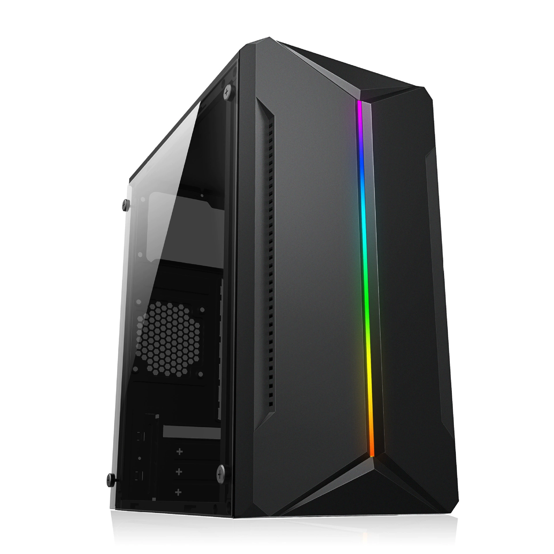 라이트 스트립 PC 케이스, 사이드 RGB 조명, mATX 및 mini-ITX 호환, 듀얼 USB 포트
