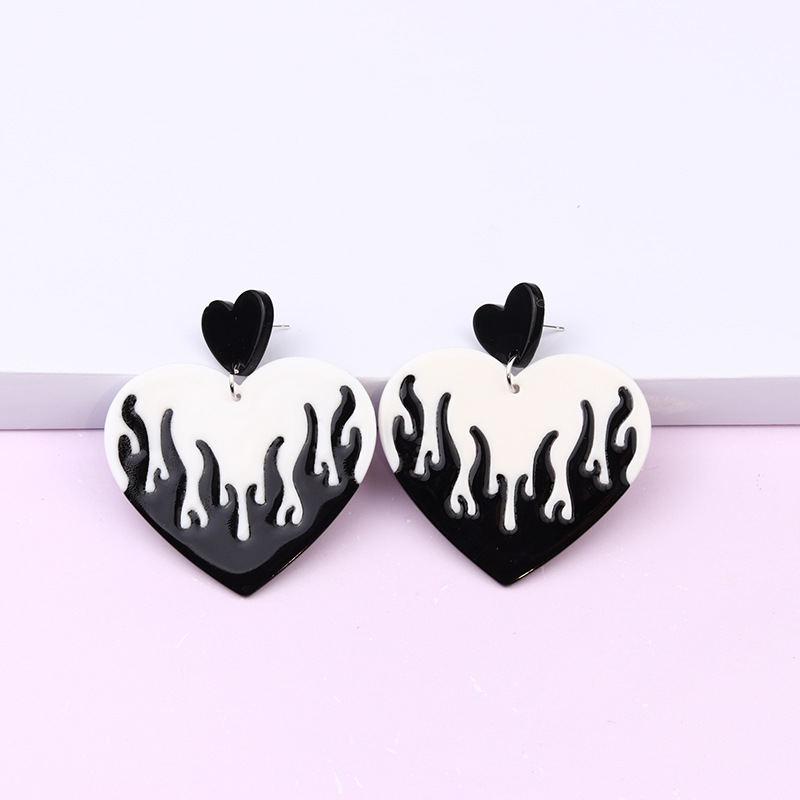 Acetic acid sheets Material Fashion Heart Shape Acetic Acid Sheets Drop Earrings