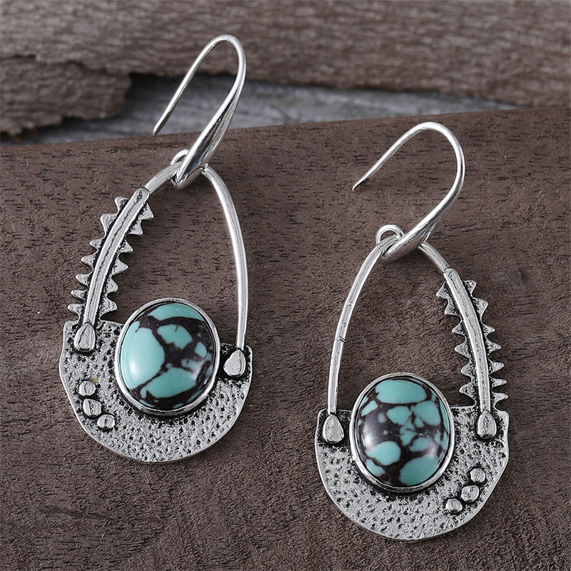 retro turquoise stone inlay