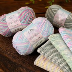 吖偶花棉4股精梳牛奶棉漸變段染中粗毛線鈎針玩偶圍巾鞋子diy編織