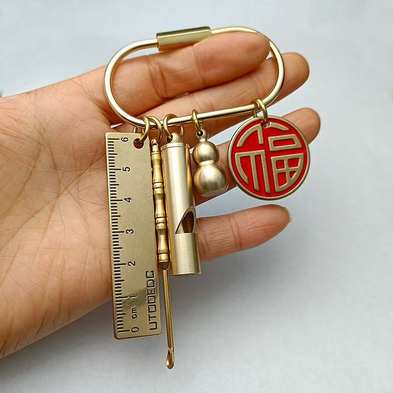 Brass O-shaped Buckle Simple Water Drop D-shaped Buckle Creative Handmade Key Chain Bag Metal Key Ring Turnbuckle Accessories