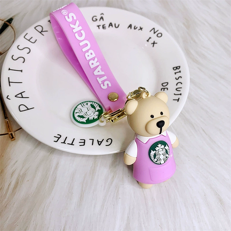 Брелок Starbucks с трехмерной cartoon, кулон, силиконовая кукла, с маленькими мишками, креативный подарок