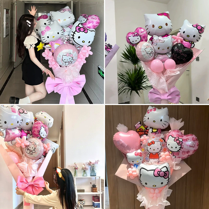 Hello Kitty, шарик, набор материалов, ракетка, букет