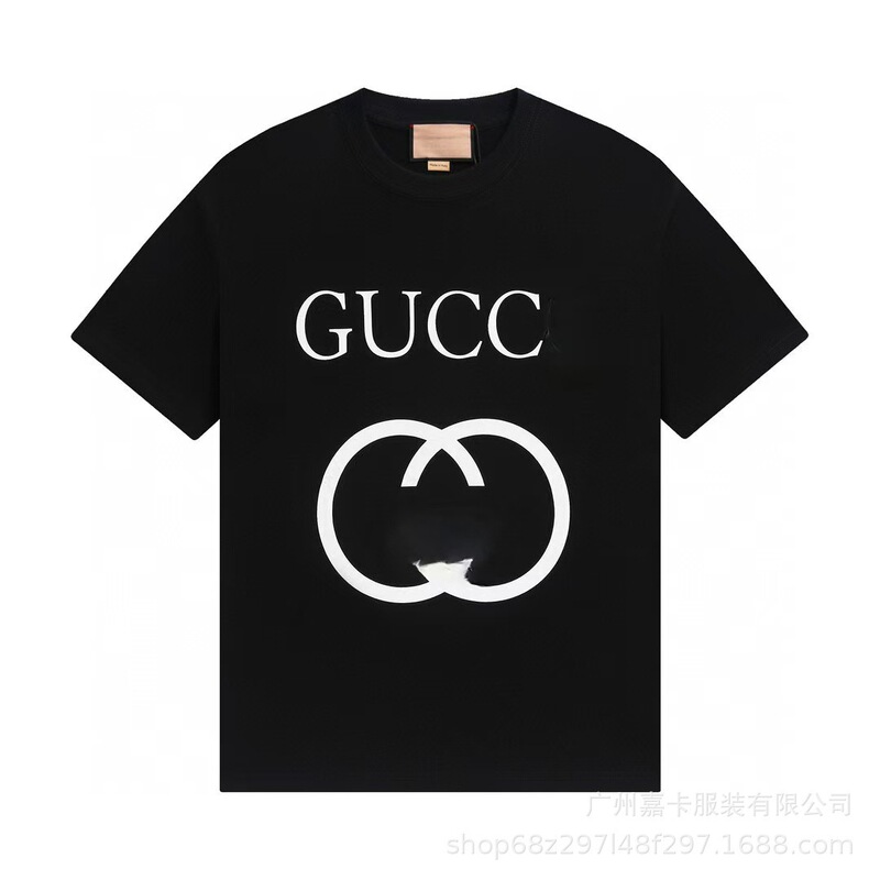 クロスボーダーハイエンドGファミリーTシャツラウンドネックフロントロゴ柄シリーズカジュアル男女同型半袖Tシャツ|undefined