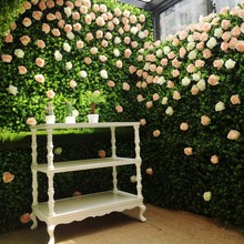 仿真绿植墙玫瑰花背景墙装饰立体植物墙仿生假草坪形象墙垂直绿化