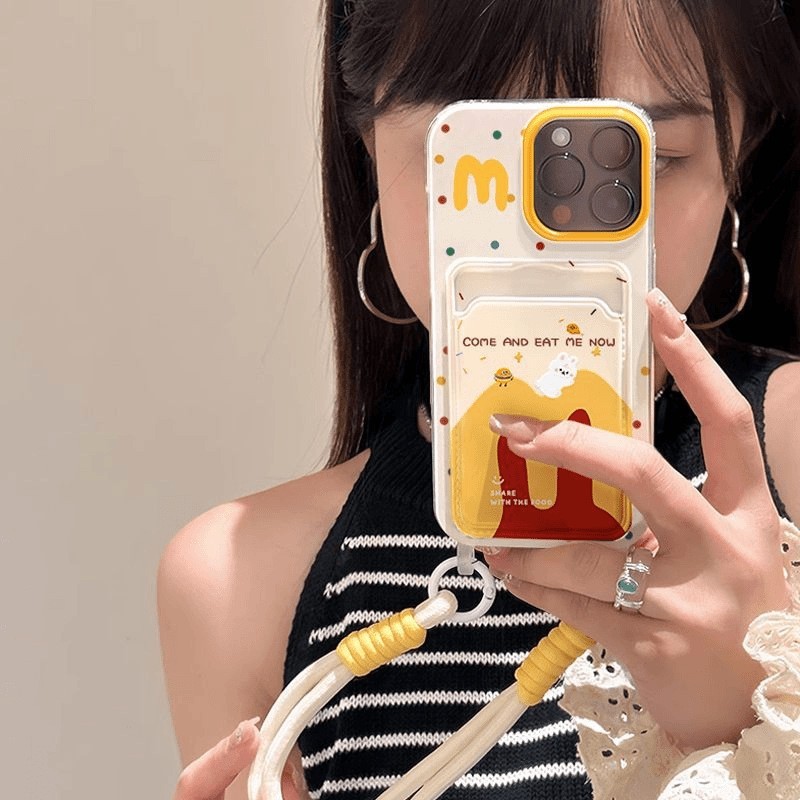 M记汉堡小兔适用苹果15PROMAX手机壳iPhone14挂绳13卡包12软壳11x|undefined