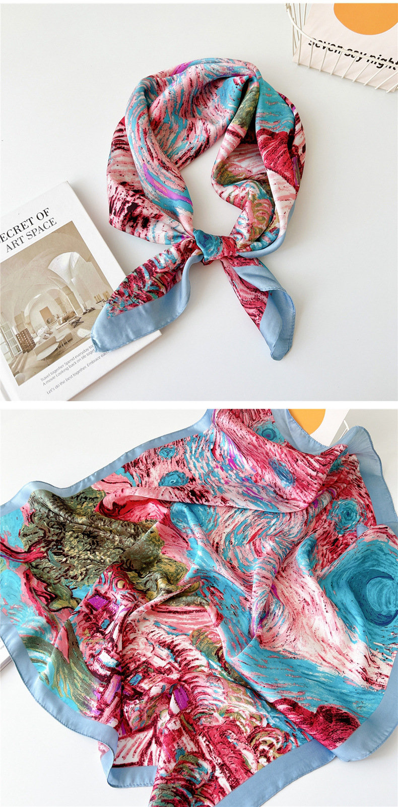 40g Weight Silk Scarf Classification Outdoor, Travel Occasion Polyester Material Printing Pattern Spring&Summer Season Women's Gender Printing Design Elegant Style Women's Elegant Printing Polyester Printing Silk Scarf 25