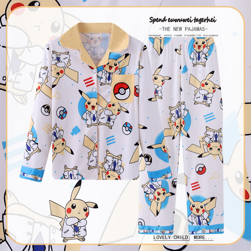 Pijamas para niños del sudeste asiático para niños de primavera y otoño para niñas de manga larga y solapa fina de dibujos animados LABUBU traje de otoño para niños grandes image 21