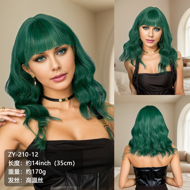 アメリカ北欧中東クロスボーダーホットセールボブヘアフルヘアスタイルショートレディースレッドブラウンヘッドギア|undefined