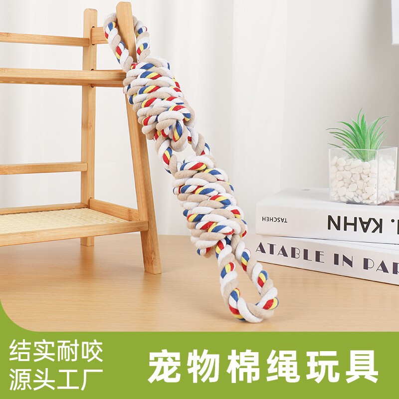 Wholesale Pet Toys Dog Rope Knot Chew-Resistant Teething Tug-Of-War Cotton Rope Dog Cross-Border Pet Supplies in Stock