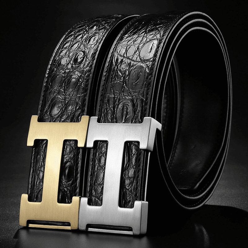 高端男士真鳄鱼骨皮裤腰带高档轻奢商务个性鳄鱼皮骨男款腰带大牌