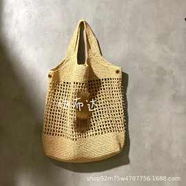 高品质马特草镂空托特包大气百搭手钩单肩编织包跨境随性沙滩包