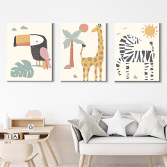 跨境卡通動漫客廳裝飾畫批發兒童房無框帆布掛畫臥室走廊畫芯打印