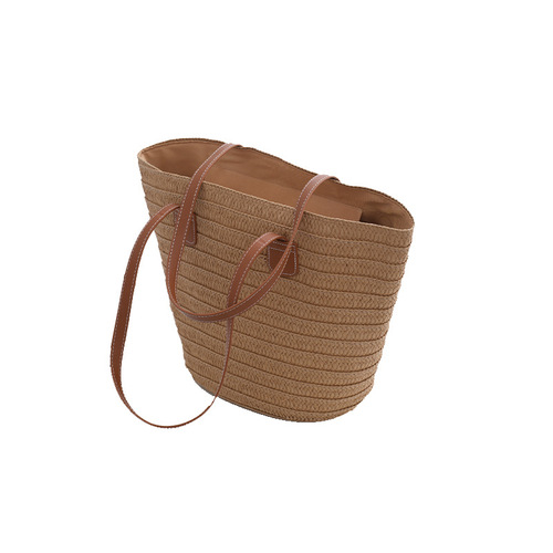 Versatile minimalist single-shoulder grass-woven bag  new style large-capacity grass bag woven bag beach vacation sand bag