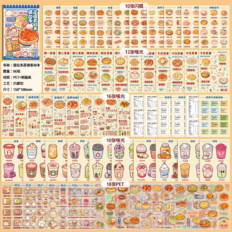 Material de Tirado Esta serie de recetas Material de decoración de cuentas manuales de estudiantes creativos Película de corte Pegatinas de paisajismo de bricolaje divertidas