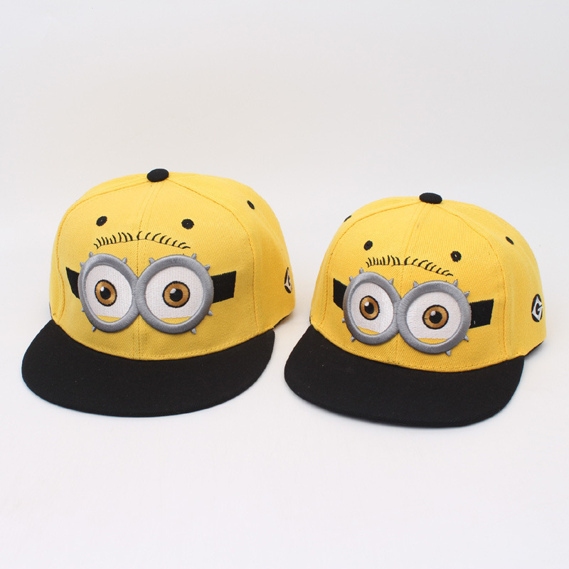 Cartoon Anime Parent-Child Style Minion Flat-Brim Hip-Hop Hat Fashion Street Dance Baseball Cap Cute Eye Sunshade Hat