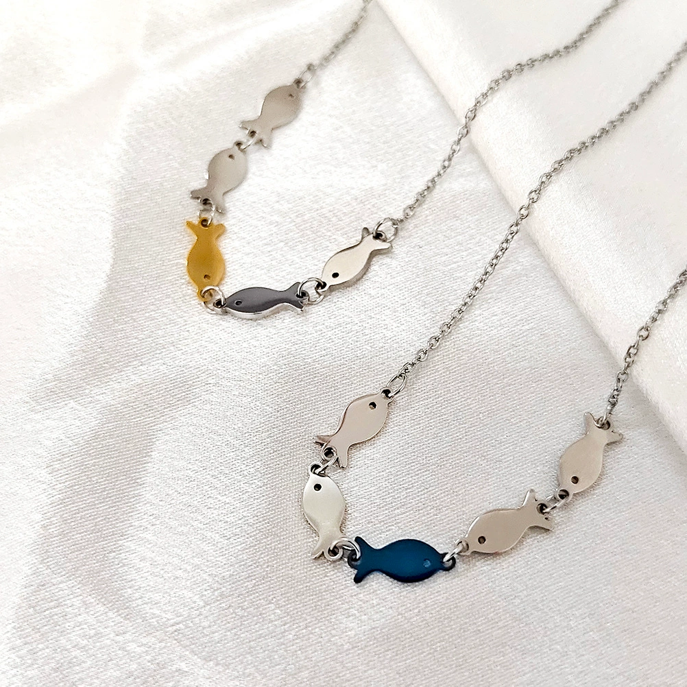Европейские и американские трансграничные новые пять мелких рыб и рыб стая вверх по течению и вдохновляющие подвески ожерелья браслет праздничный подарок аксессуары