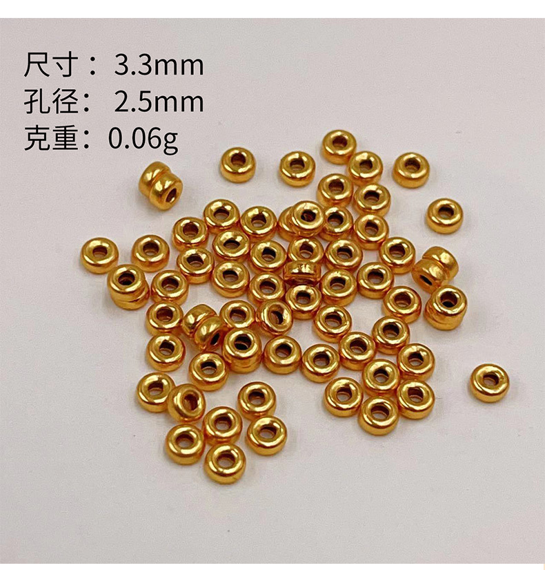 Weighed by the Gram, S925 Silver Gold-Plated Pumpkin Beads Spacer Beads DIY Accessories Bracelet Braided Rope Necklace String Ornaments Handmade Semi-Finished Products