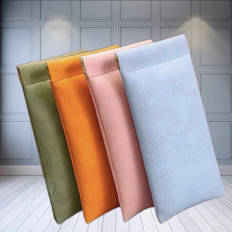 Glasses Bag Sunglasses Unisex Glasses Storage Bag Portable Automatic Closure Shrapnel Leather Glasses Bag Sunglasses Bag