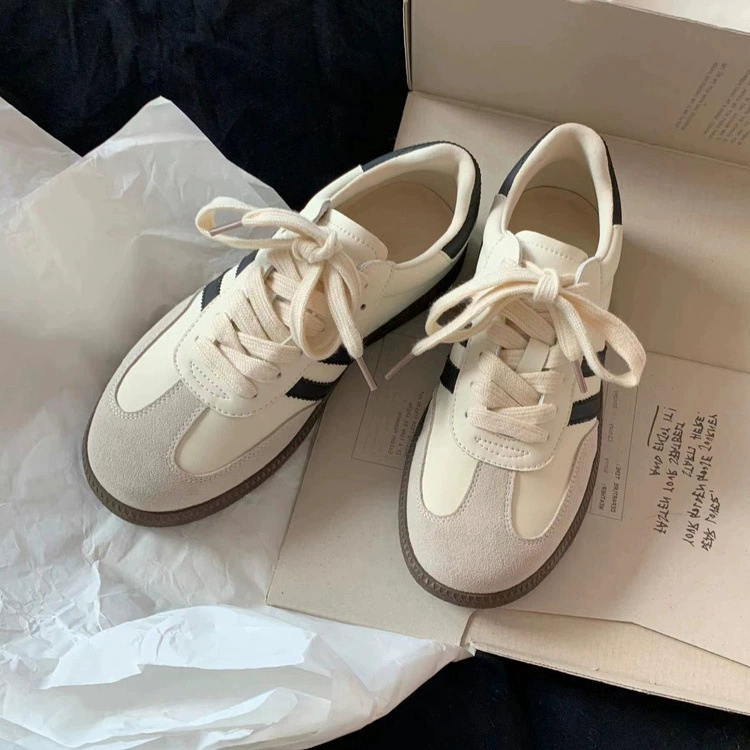 Весенние новые немецкие тренировочные туфли с тремя полосками для внешней торговли для женщин, белые туфли на плоской подошве в стиле ретро, ​​спортивные повседневные кроссовки, модные туфли Форрест Гамп