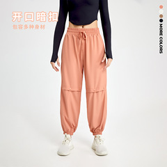 ひもの高い腰の運動のズボンの女性のゆったりしている束の足のカジュアルなハーレムのズボンのランニングの速乾のダンスのジムのヨガのズボン