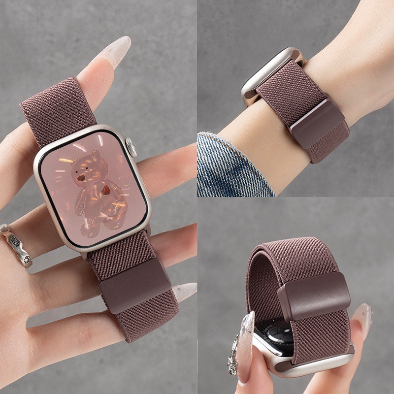 Wine Red Graffiti Woven Magnetic Strap Suitable for Apple Watch S10 Apple Watch 9 Nylon iWatch 11Se