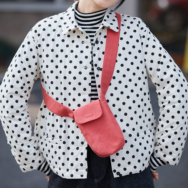 New Autumn and Winter White Background Polka Dot Cotton White Duck down Lapel Open down Jacket Women's Jacket