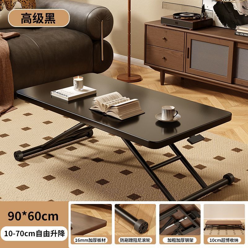 多機能昇降式折りたたみコーヒーテーブルダイニングテーブル家庭用小型ユニット車輪付き可動長方形コンピュータデスクデスク|undefined