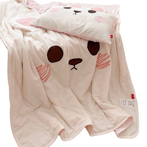 Class A maternal and infant grade cotton knitted soybean summer cool quilt pure cotton children's crib thin quilt cover cartoon air conditioning blanket