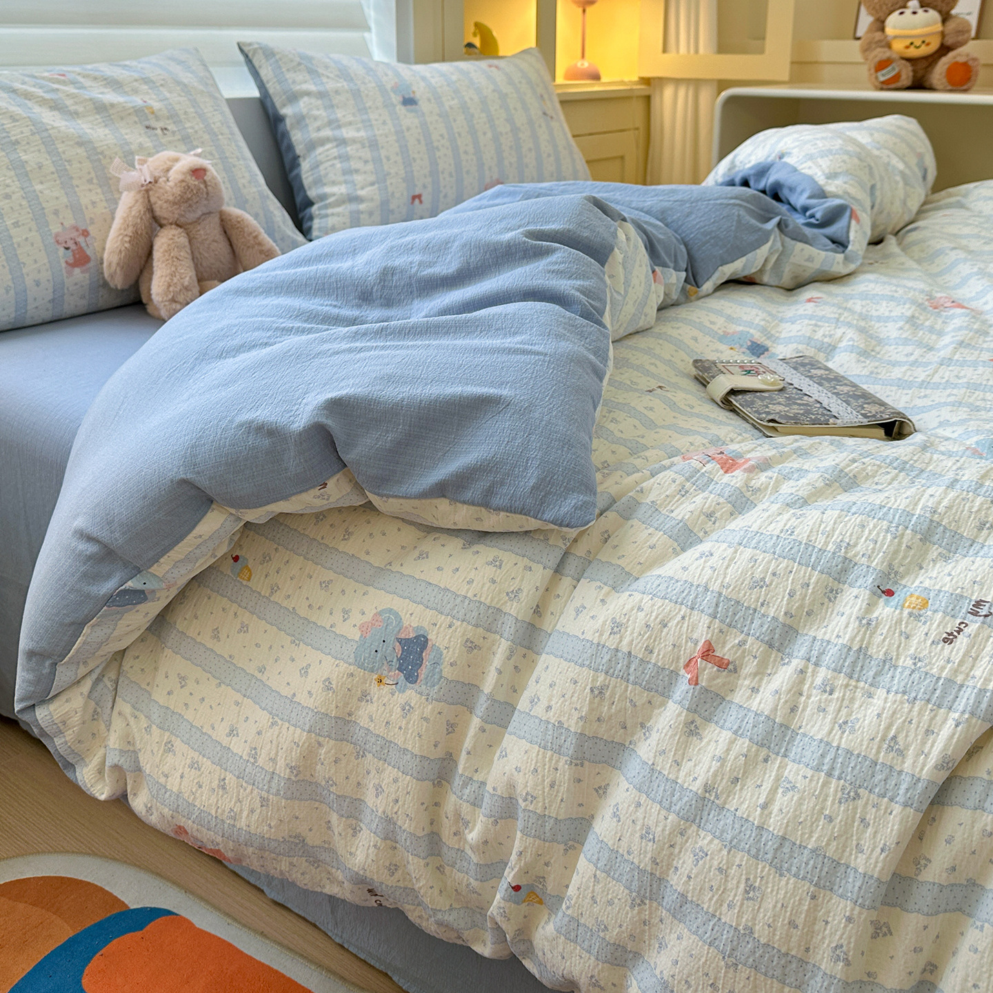 2025 New High Weight Cloud-Like Double-Layer Yarn Printed Four-Piece Set - Scene 1 1.5m Bed Bed Sheets Four-Piece Quilt Cover