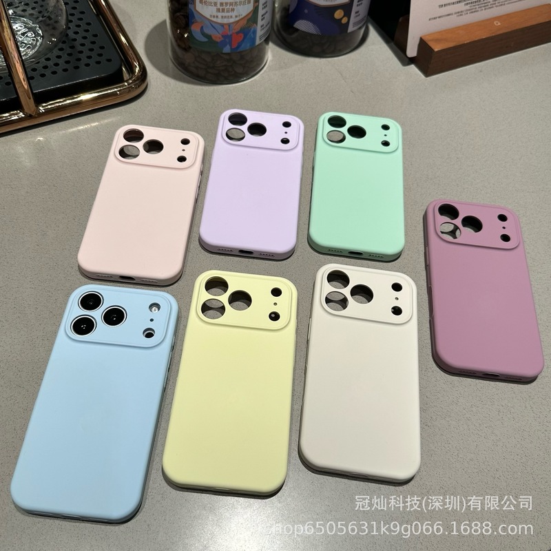 液态硅胶iPhone17PROMAX手机壳精孔苹果17Air全包纯色情侣保护套|undefined